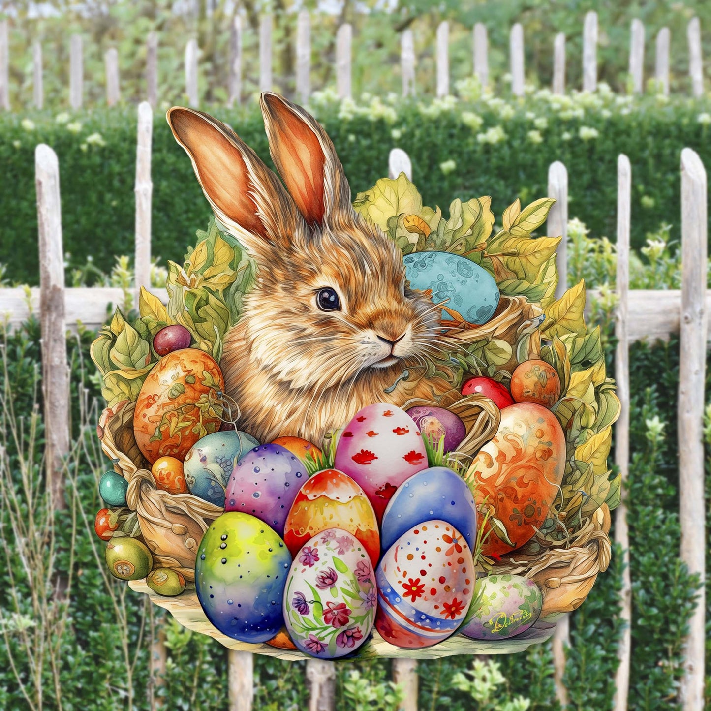 Easter Bunny with Eggs Holiday Door Decor by G. Debrekht - Easter Spring Decor - 8652766H