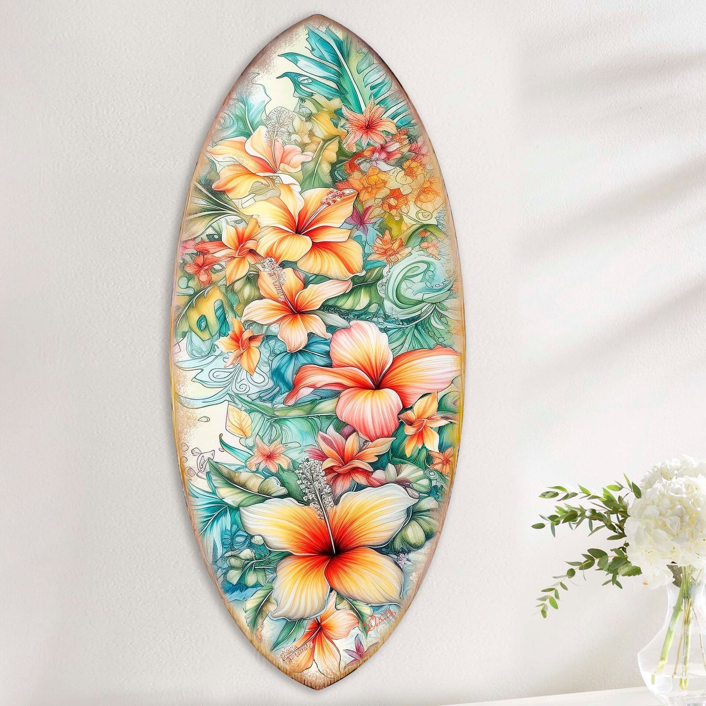 Bloom Harmony Surfboard Coastal Wall Art by G. DeBrekht - Coastal Holiday Decor - 8490132HS