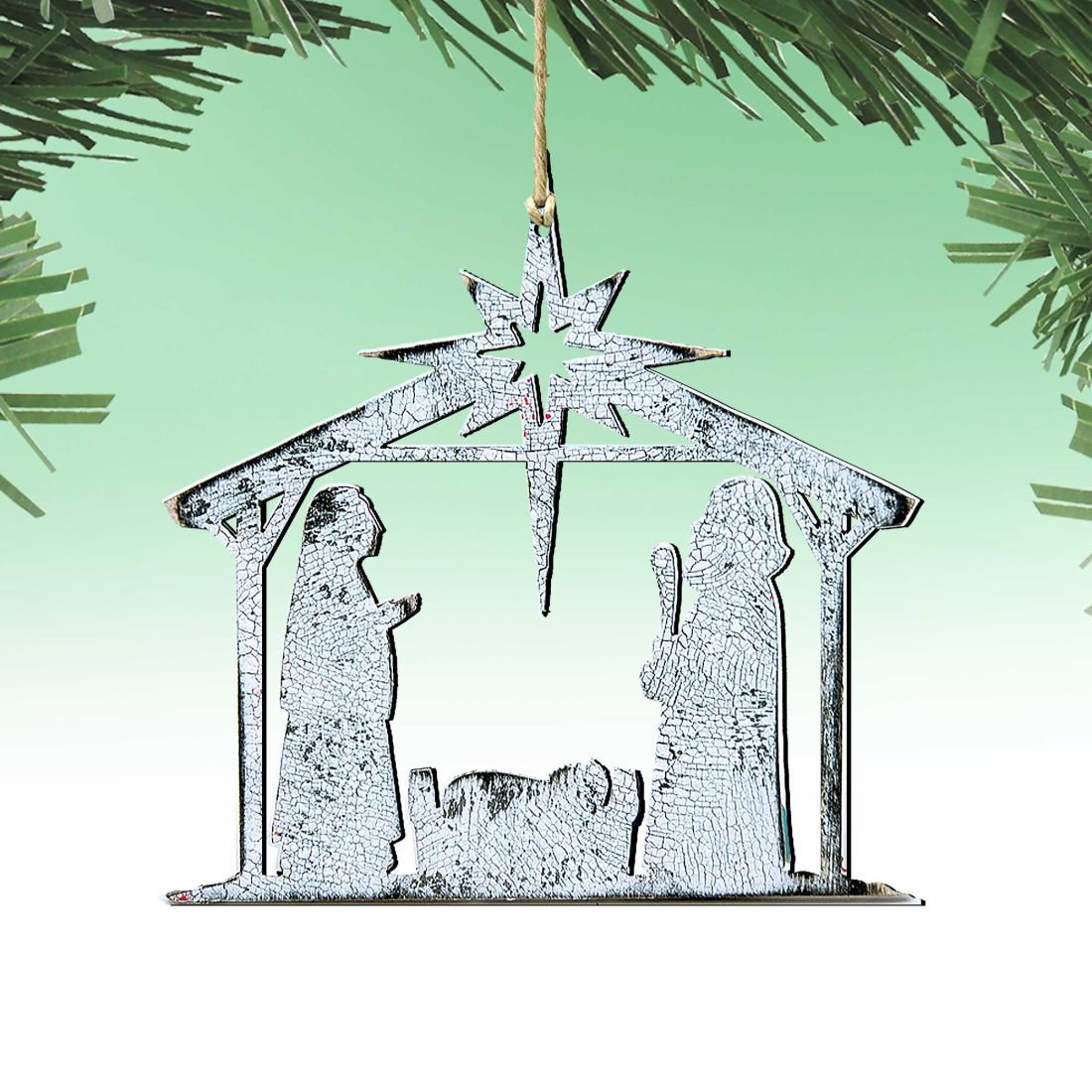 Rustic Rising Star Nativity Wooden Ornaments by G. DeBrekht - Nativity Holiday Decor - 8198851