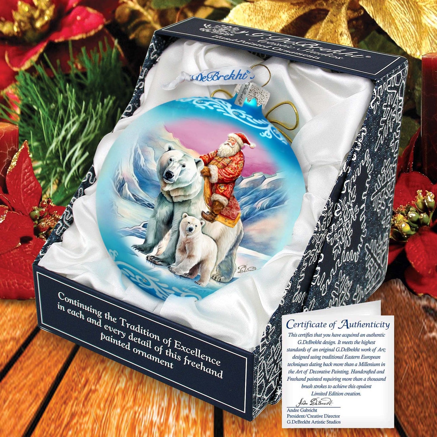 Arctic Adventurer Lg Glass Ornament by G.Debrekht - Christmas Santa Snowman Decor - 73966