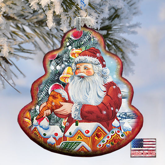 Gingerbread Tree Glass Ornament by G. DeBrekht - Christmas Santa Snowman Decor - 762-015