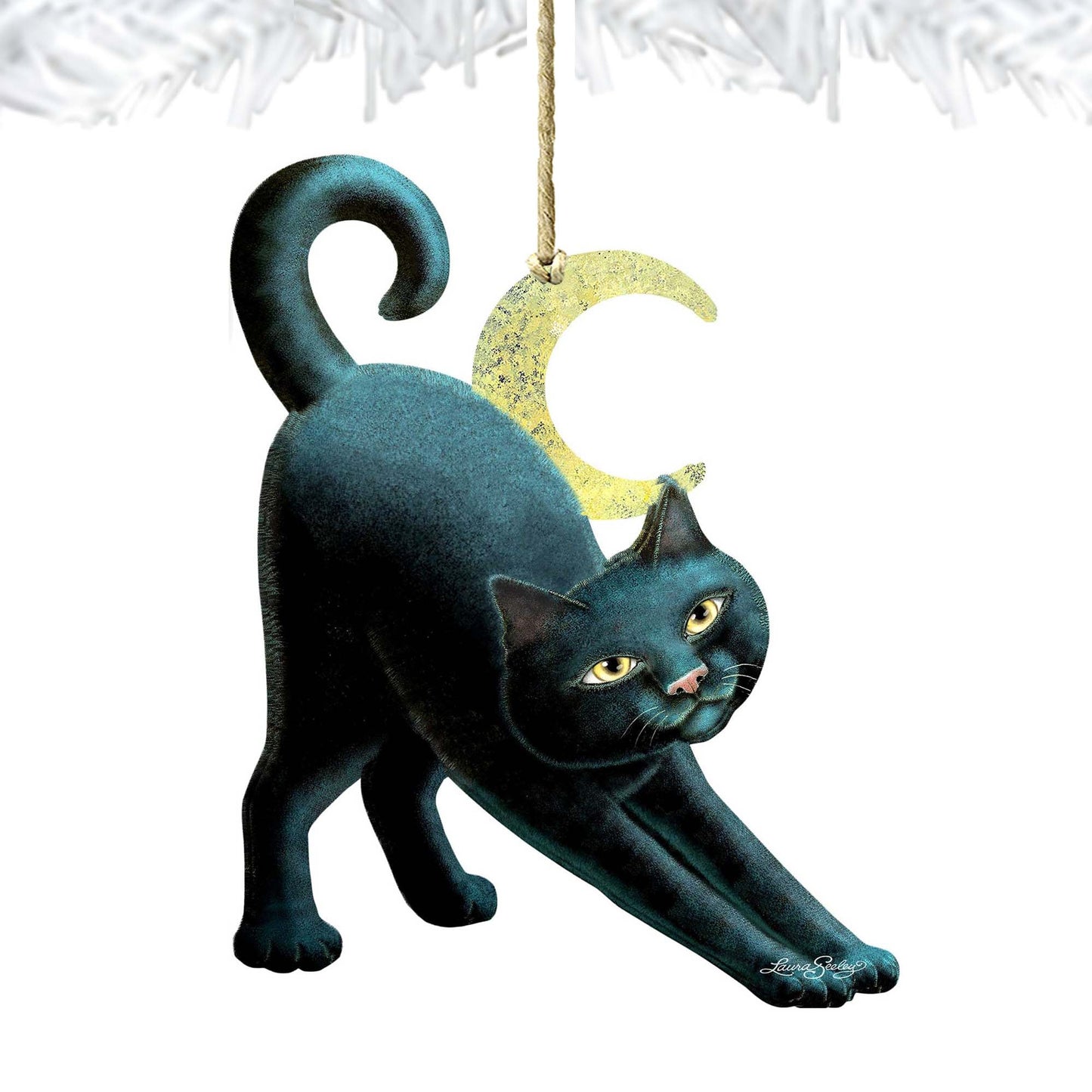 Spooky Halloween Cat Wooden Ornaments by Laura Seeley - Thanksgiving Halloween Decor - 8512054-LS