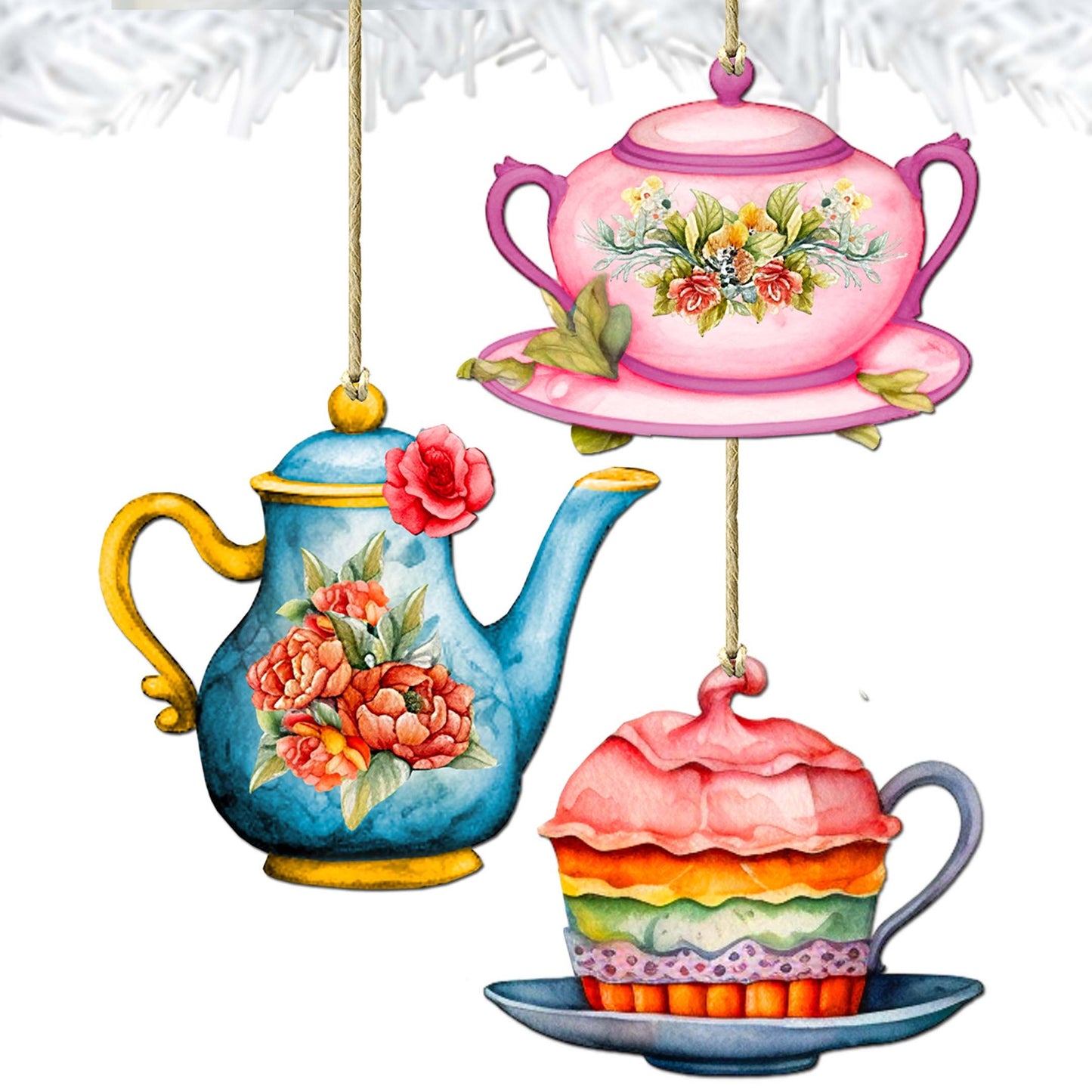 Happy Mother's Day Decorative Wooden Ornaments Set of 3 by G. Debrekht - Love Family Decor - 8091059-S3