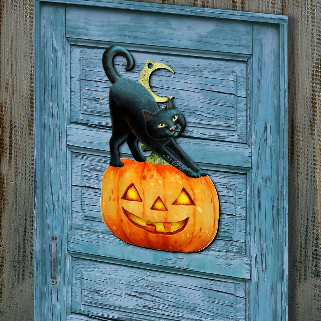 Spooky Halloween Cat Door Decor by Laura Seeley - Thanksgiving Halloween Decor - 8512054-2H