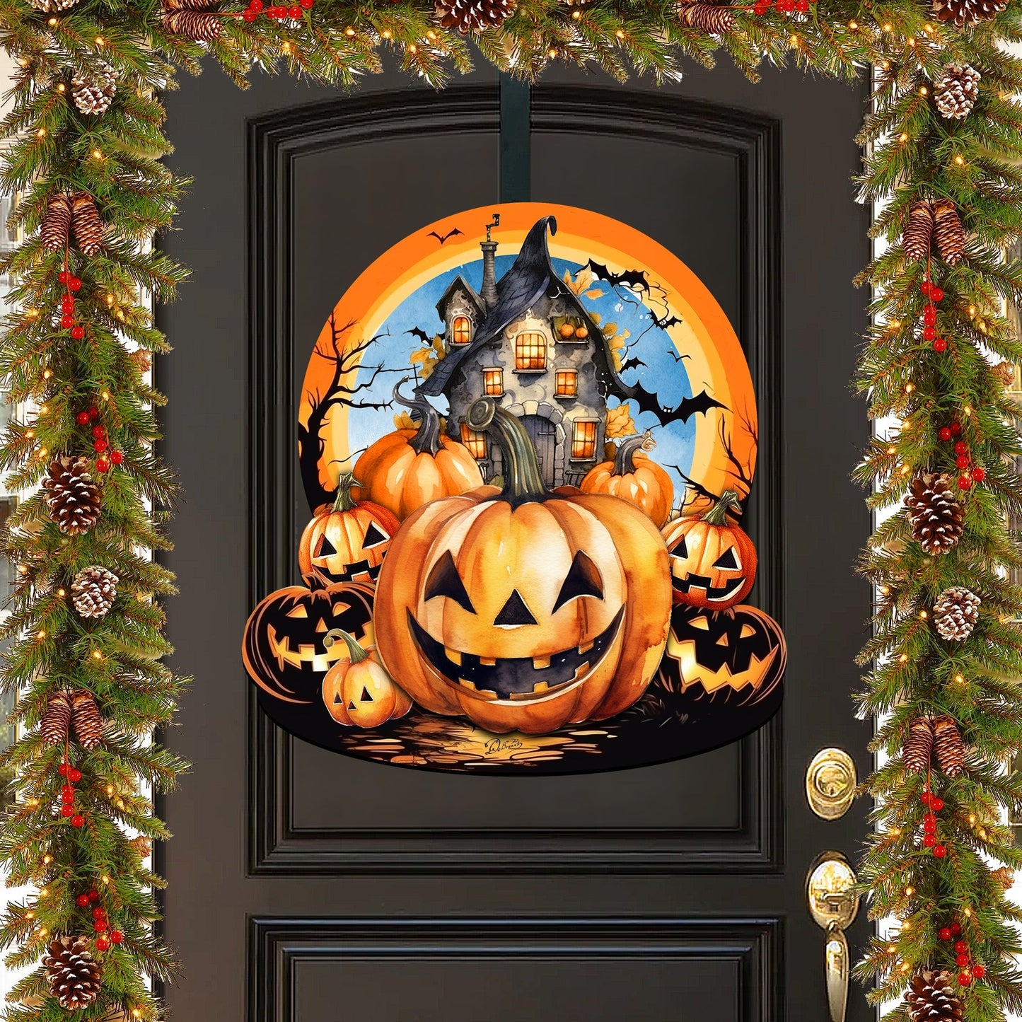 Haunted House Holiday Door Decor by G. Debrekht - Thanksgiving Halloween Decor - 8611041-2H