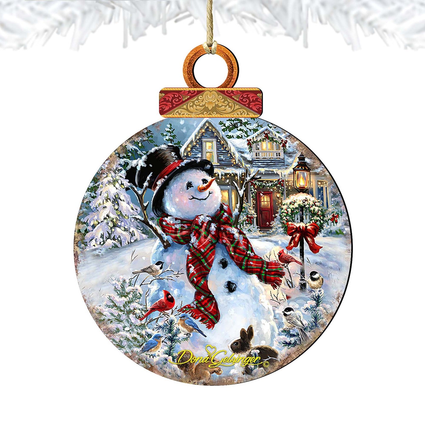 Prosperity Snowman Wooden Ornaments by Gelsinger - Christmas Santa Snowman Decor - 8021019-1563