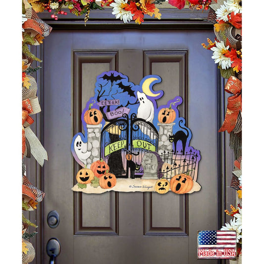 Halloween Scene Door Decor by Susan Winget - Thanksgiving Themed Halloween Decor - 8471205H-SW