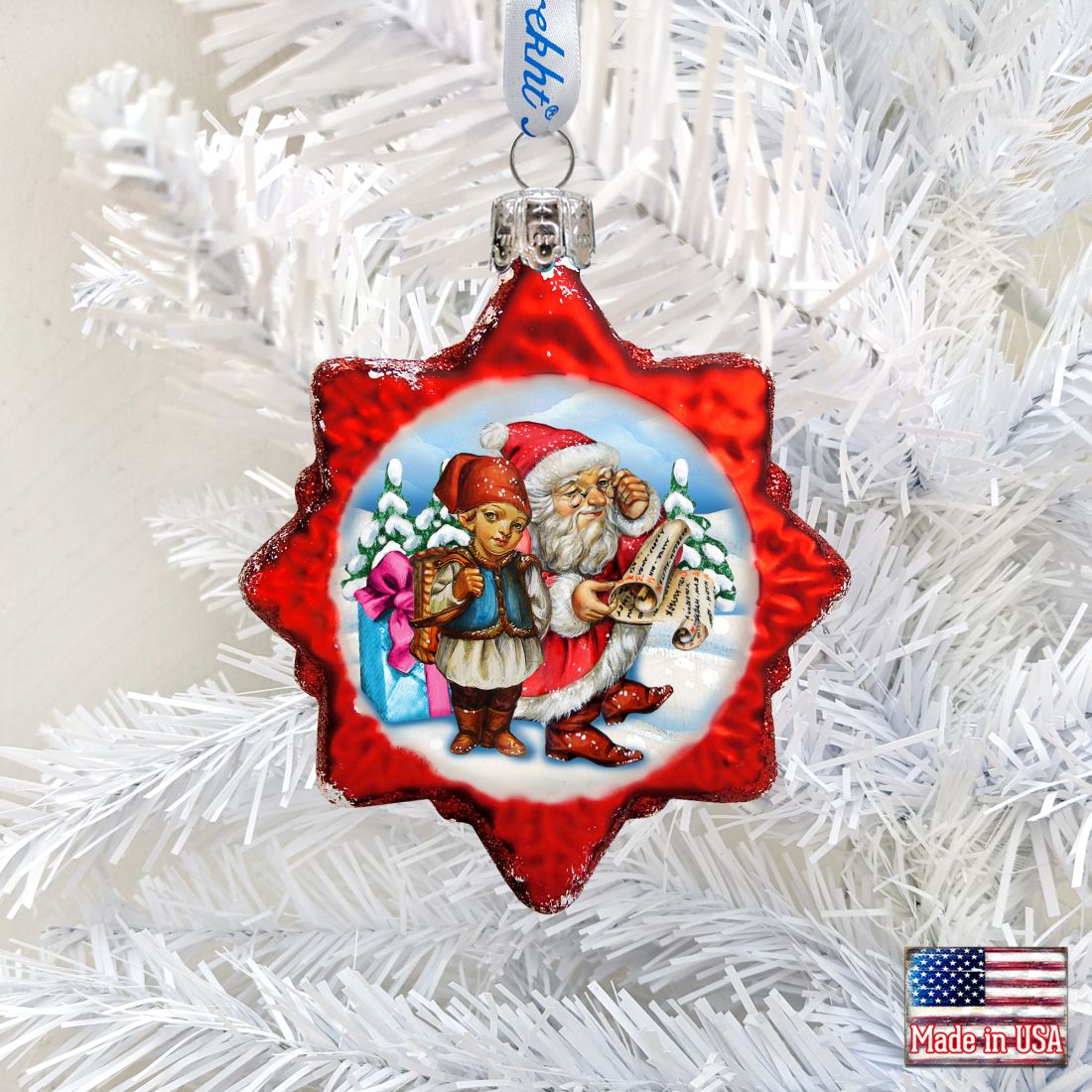 Christmas Tale Mercury Glass Ornament by G. DeBrekht - Christmas Santa Snowman Decor - 773018