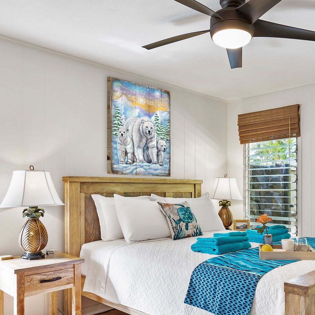 Polar Bears Art Wooden Wall Art by Nature Wonders - Nature Wildlife Decor  - 95215B