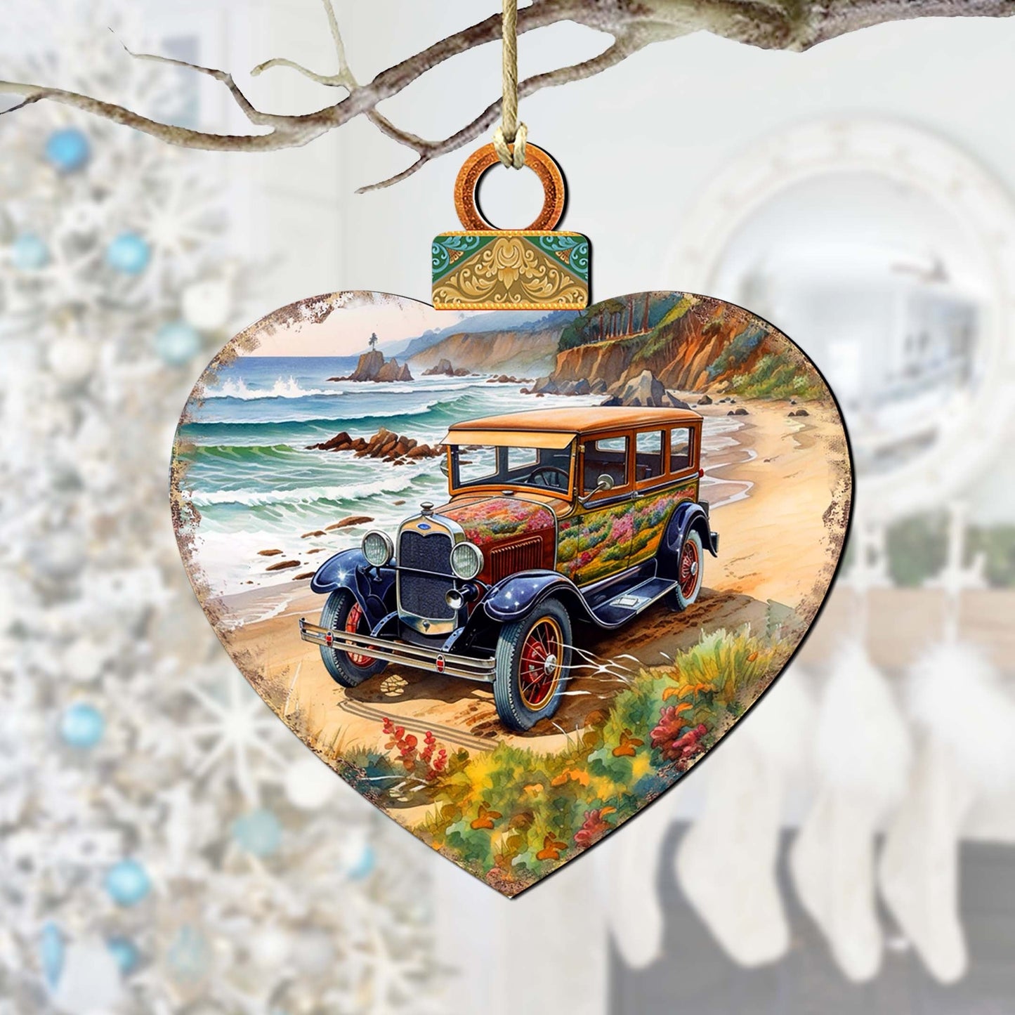 Coastal Decorations - Beach Cruiser Wooden Ornaments by G. Debrekht Coastal Holiday Decor - 8688175