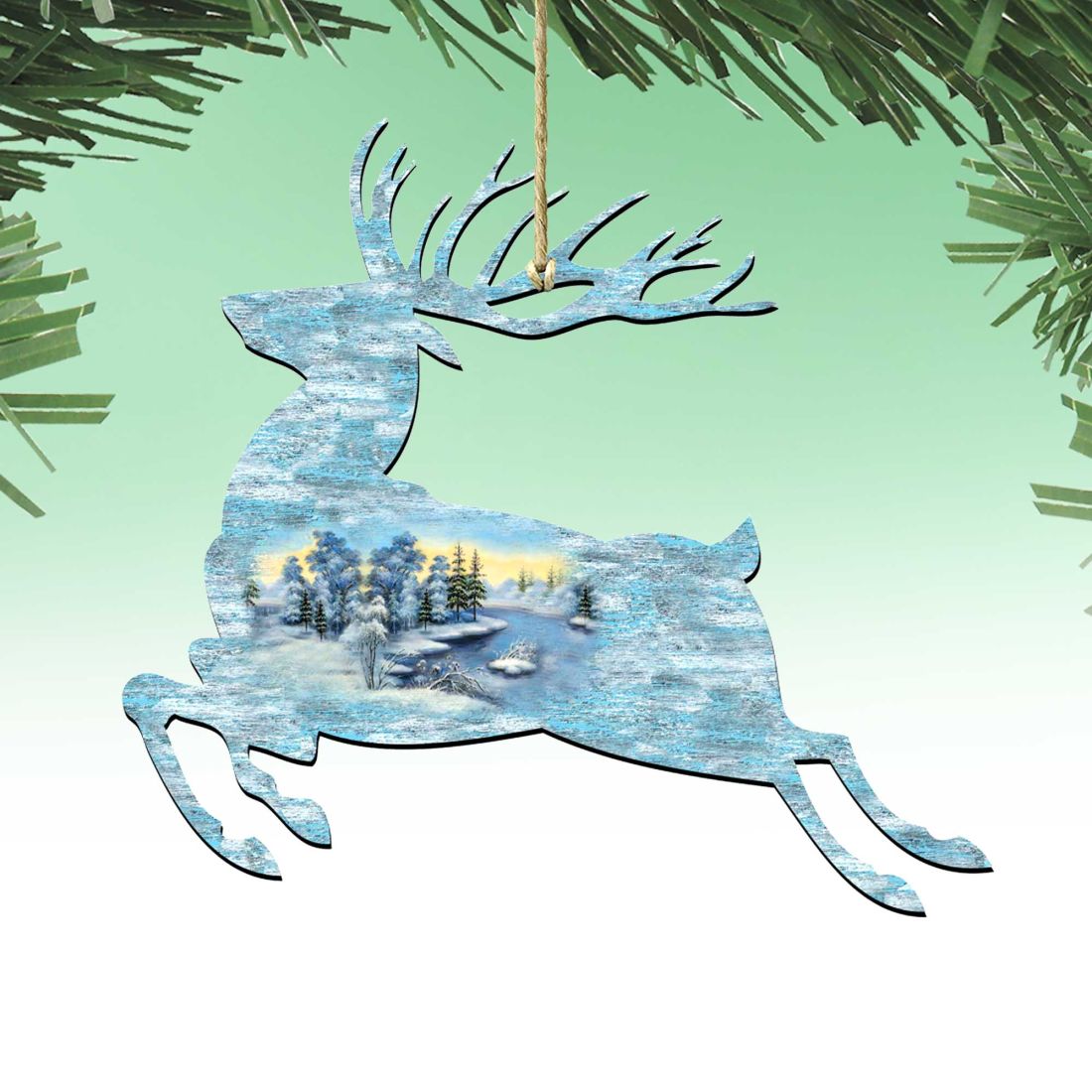 Prancing Deer Wooden Ornaments by G. DeBrekht - Wildlife Holiday Decor - 8198211-1