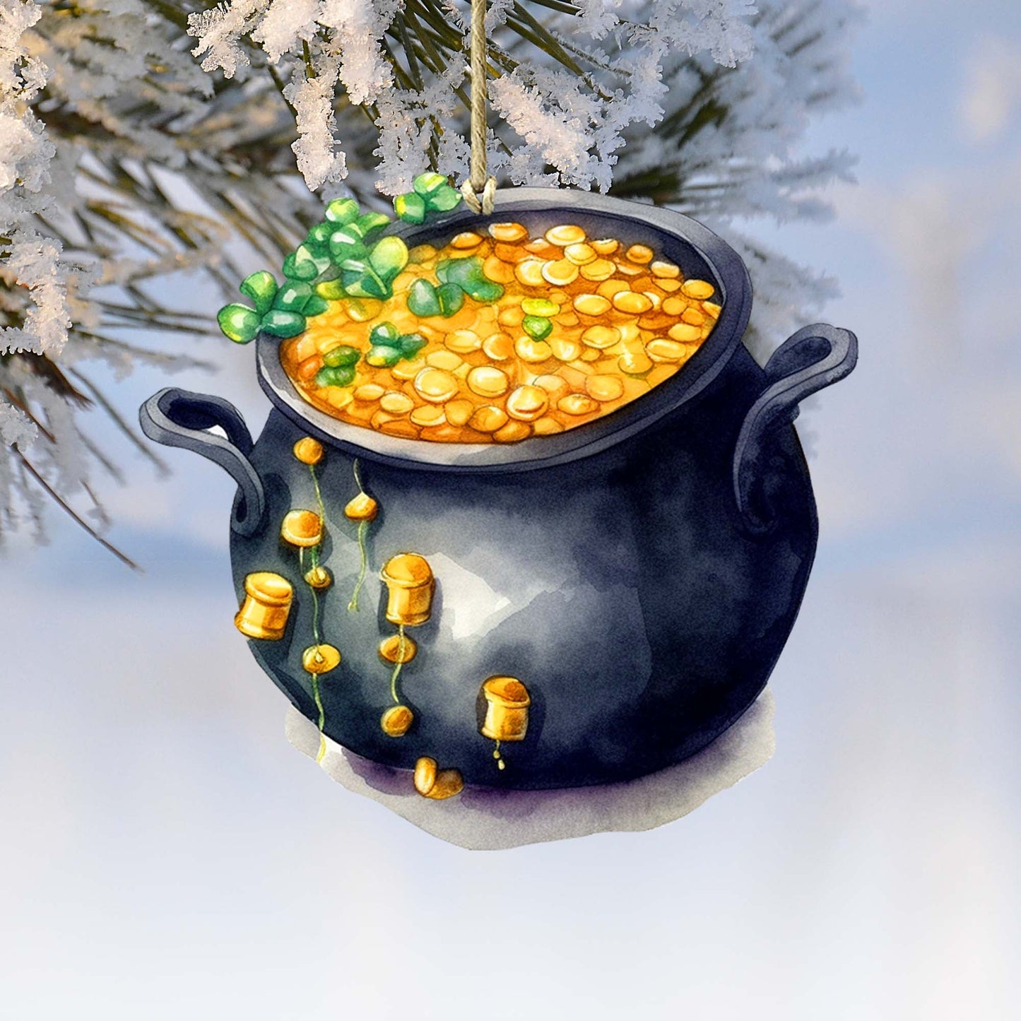 Irish Pot of Gold Wooden Ornaments by G. DeBrekht Easter Spring Decor - 8652776