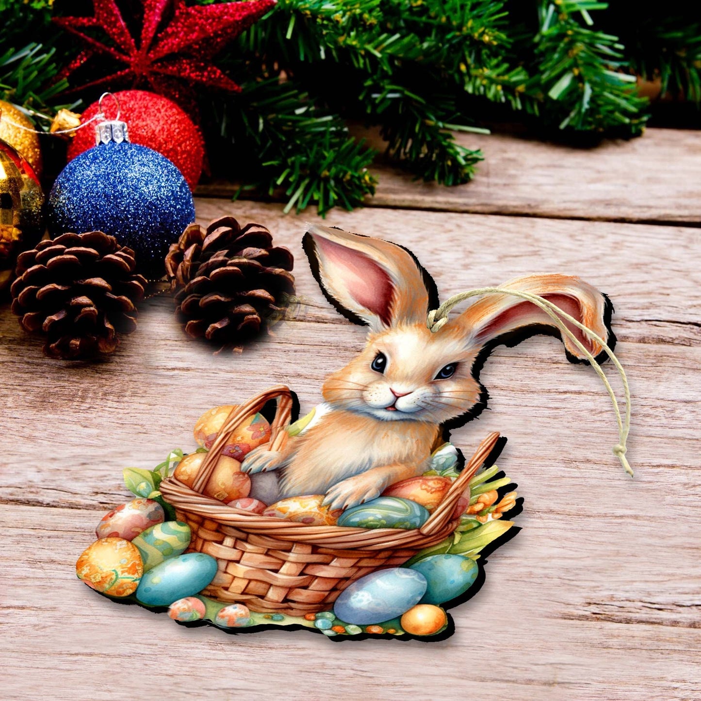 Easter Bunny Wooden Ornaments by G. DeBrekht Easter Spring Decor - 8652770