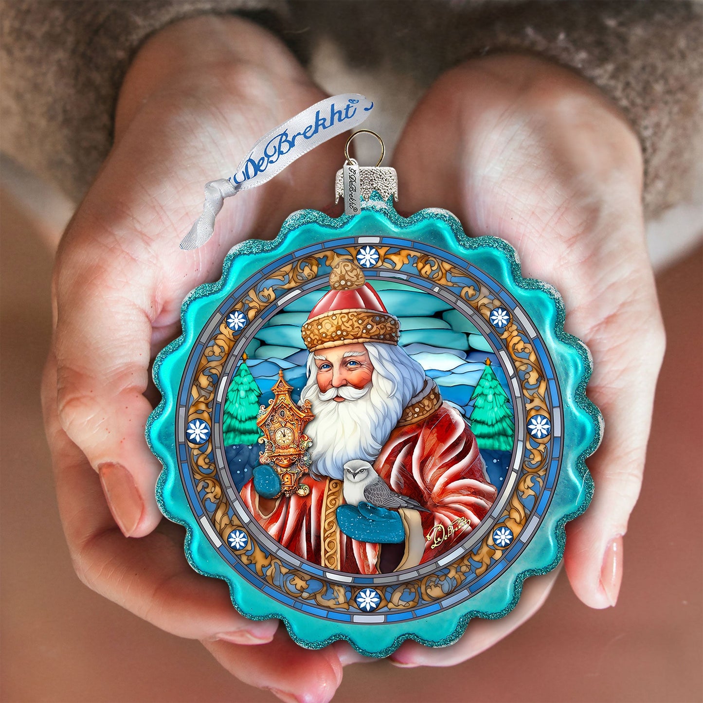 Forest Christmas Wreath Glass Ornament by G. Debrekht - Christmas Holiday Decor - 759-063