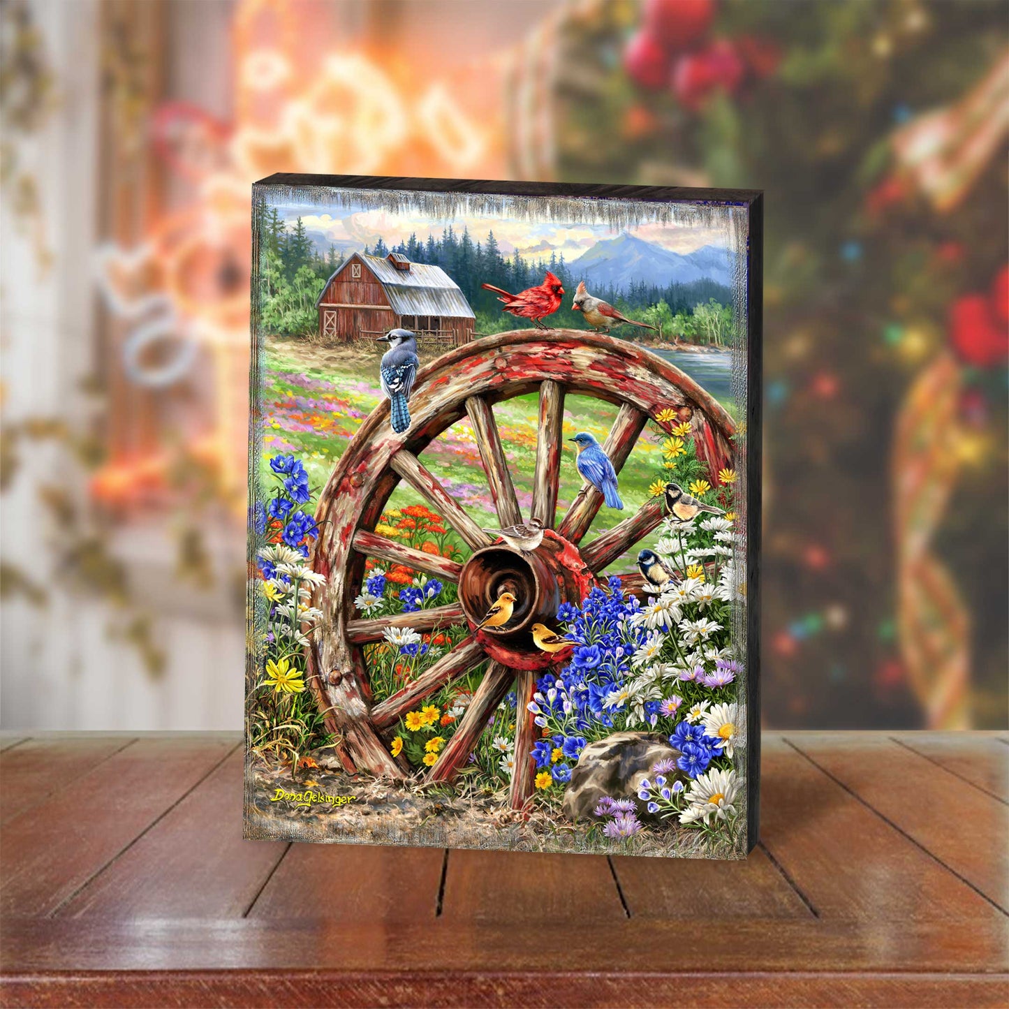 The Wagon Wheel Wooden Wall Art by D. Gelsinger - Family Love Decor - 95682B-DG