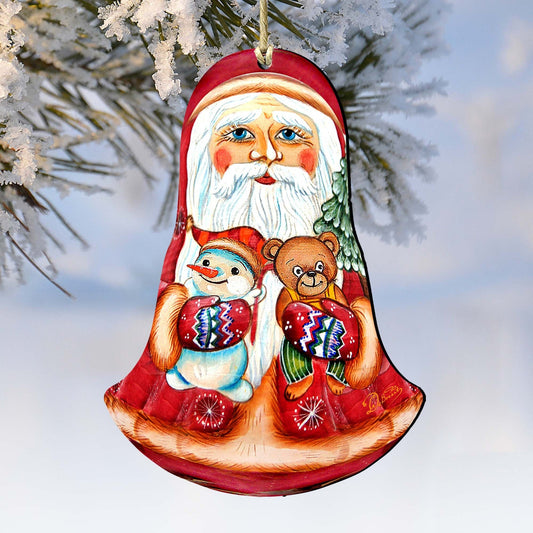 Santa Roly-poly Doll Wooden Ornaments by G. DeBrekht - Christmas Santa Snowman Decor - 8115012