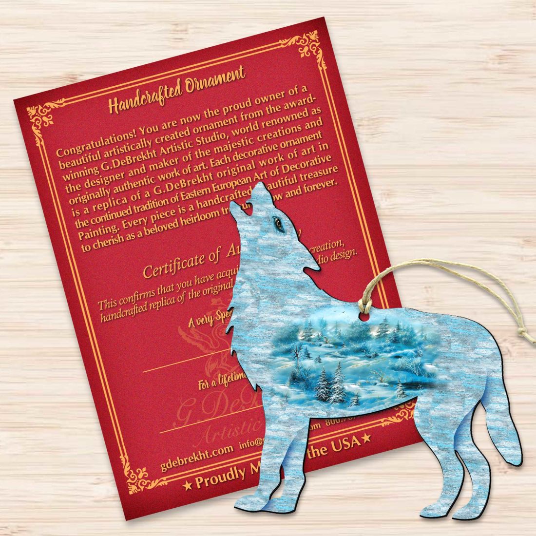 Winter Wolves Christmas Wooden Ornaments by G. DeBrekht - Wildlife Holiday Decor - 8198227