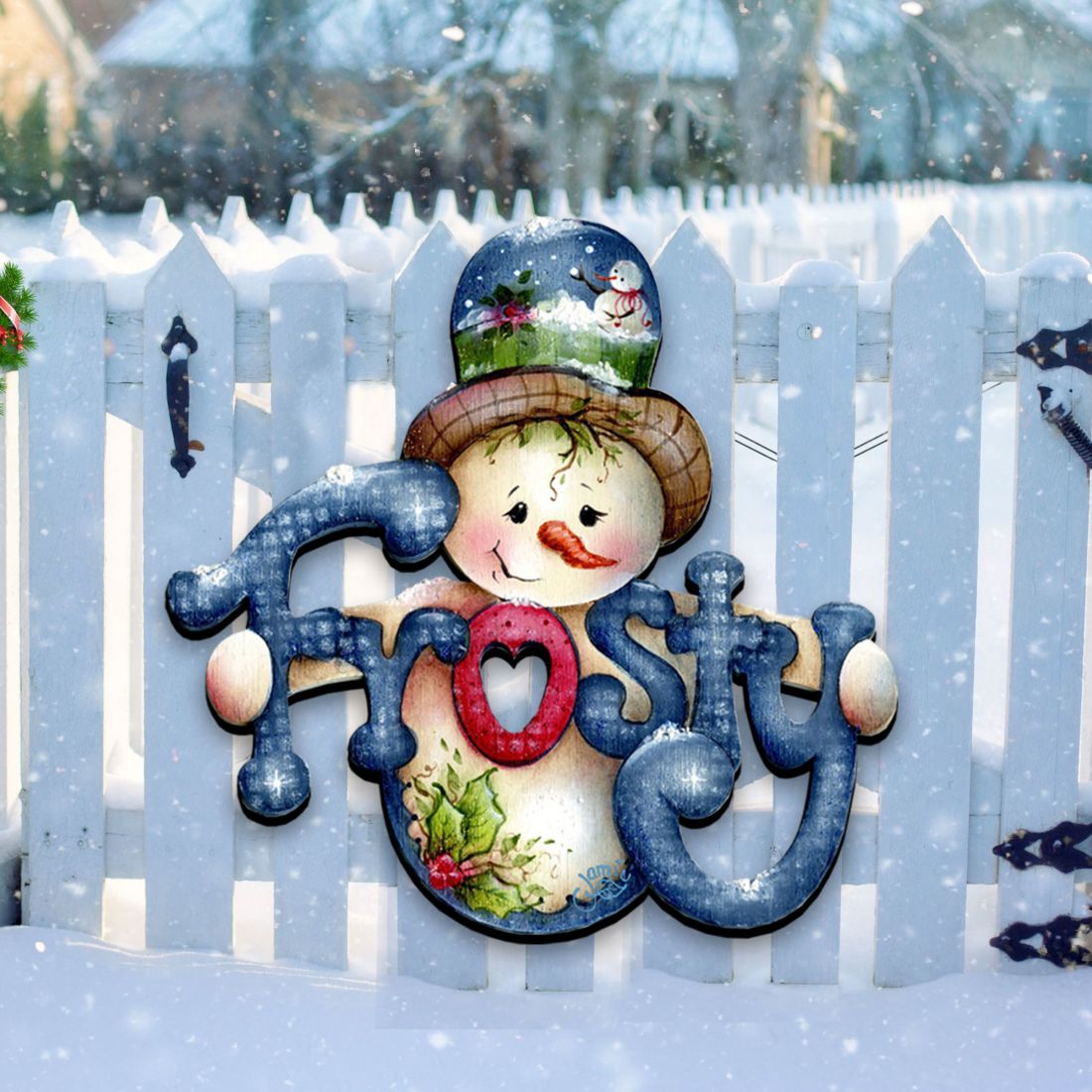 Frosty Christmas Door Decor by Jamie Mills-Price - Christmas Santa Snowman Decor - 8457505H