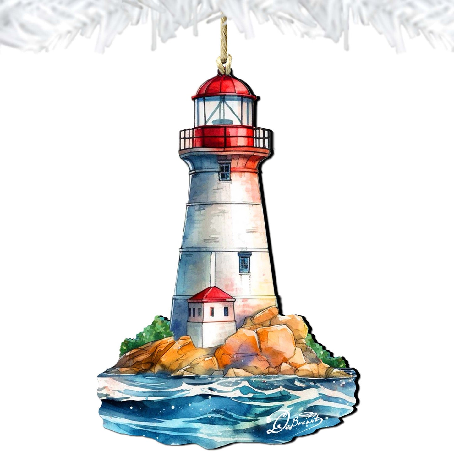 Nautical Christmas Ornaments - Lighthouse Wooden Ornaments by G.Debrekht Coastal Holiday Decor - 8688197