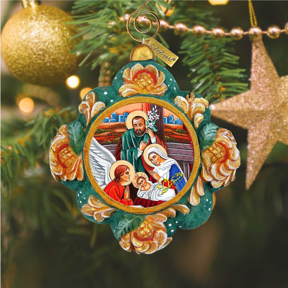 Nativity Sculpted Hand-Painted Christmas Ornament by G. DeBrekht - Nativity Holiday Decor - 6102518