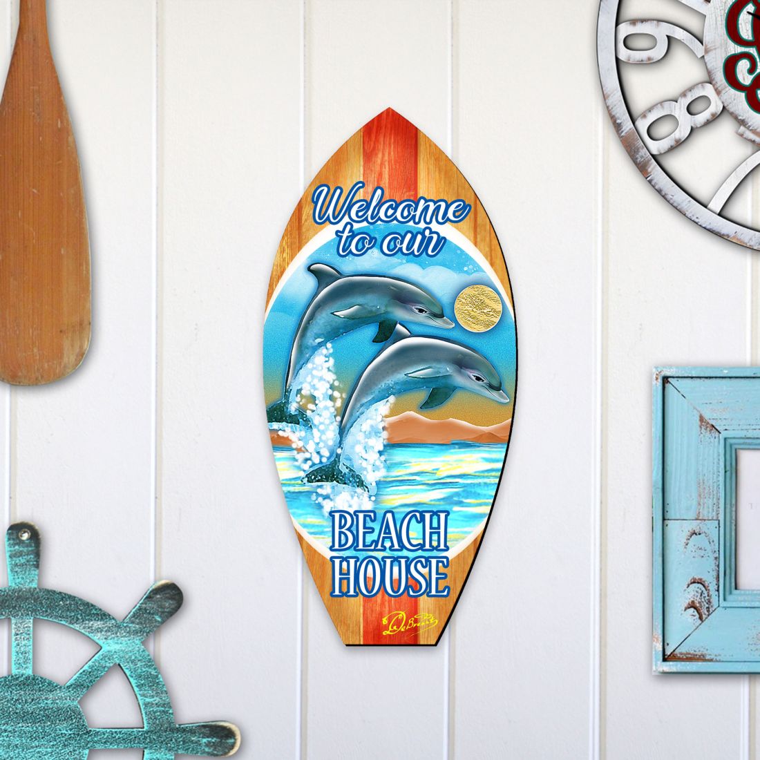 Surfboard Coastal Door Decor by G. DeBrekht - Coastal Holiday Decor - 8198522-2H