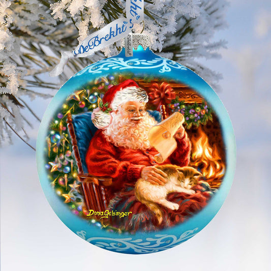 House Warming Santa Lg Glass Ornament in Blue by Gelsinger - Christmas Décor - 73924B-DG