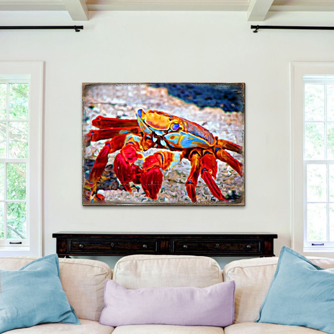 Crab Wood Wooden Coastal Wall Art by Nature Wonders - Coastal Sea-Life Decor - 95265B