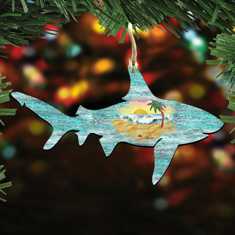 Coastal Wooden Ornaments-Whale,Shark,Pelican-Set of 3 by G. DeBrekht - Coastal Holiday Decor - 8100047S3