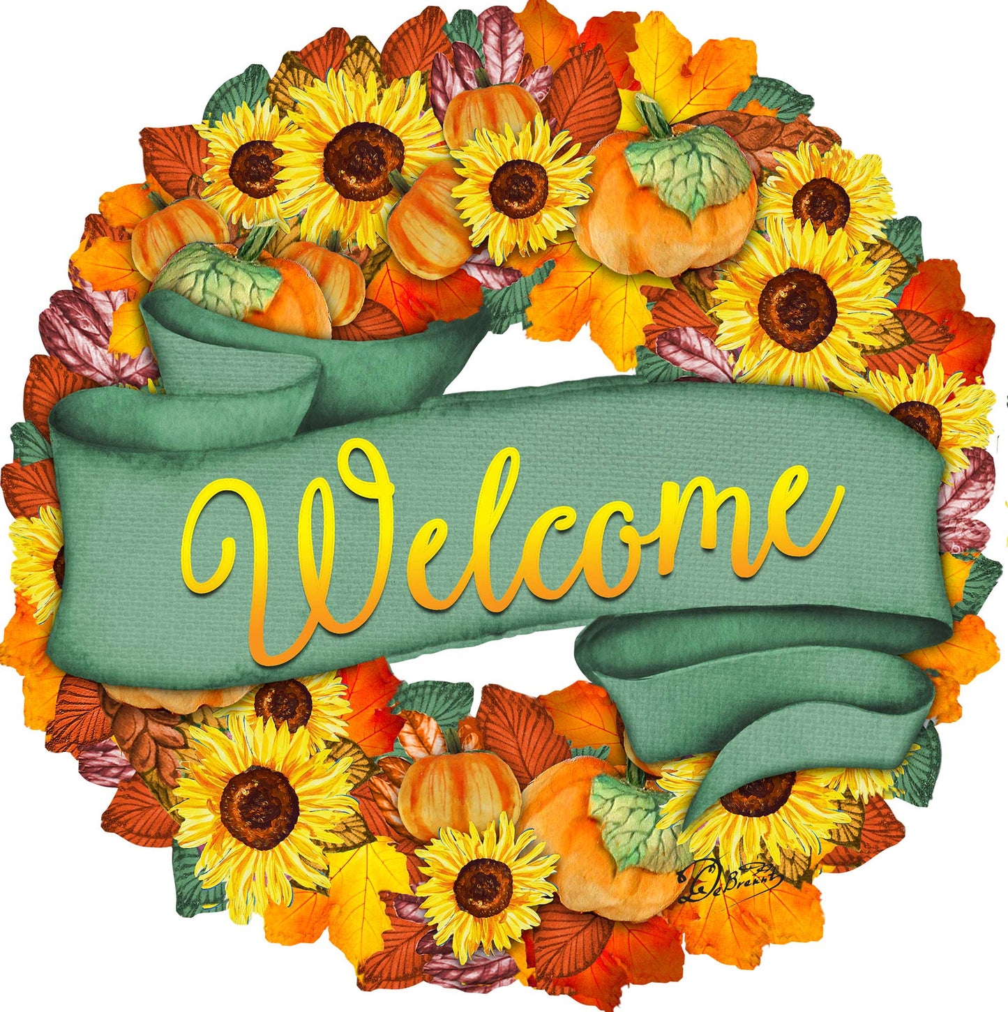 Flower Fall Holiday Door Wreath by G. DeBrekht - Thanksgiving Halloween Decor - 8185305-2H