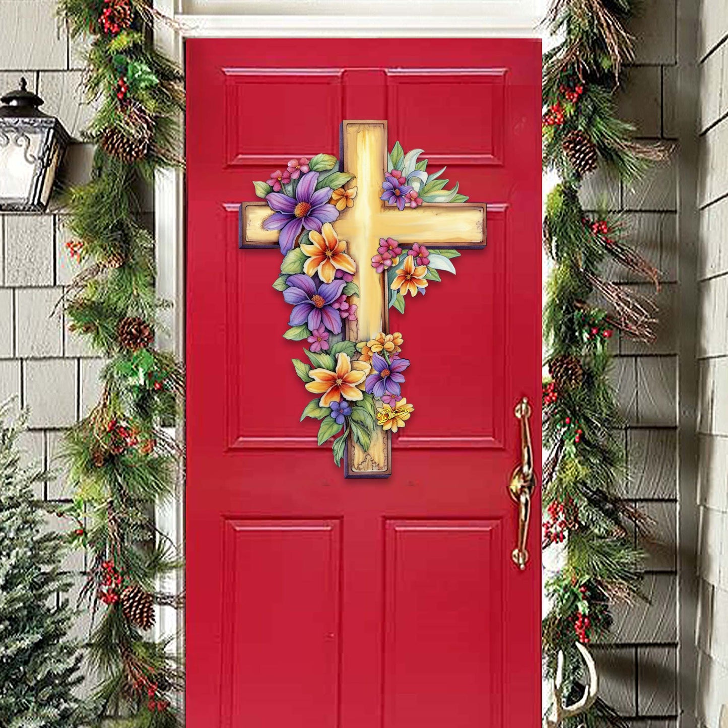Garden Serenity Cross Holiday Door Decor by G. Debrekht - Easter Spring Decor - 8688168H