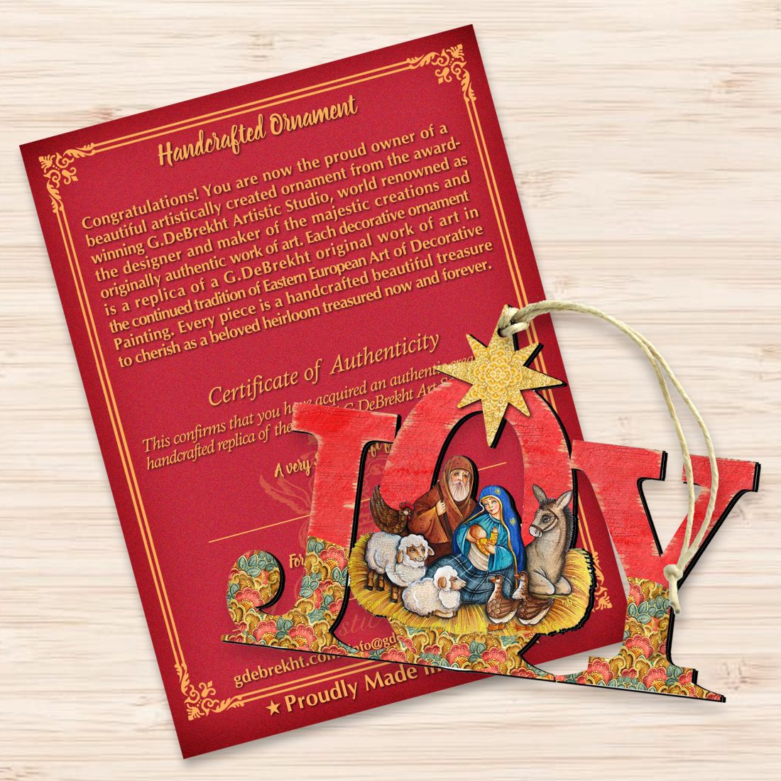 Joy Nativity Wooden Ornaments by G. DeBrekht - Nativity Holiday Decor - 8121454