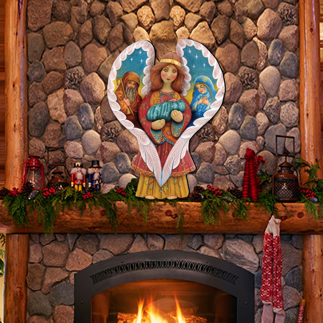 Holy Family Angel Door Decor by G. DeBrekht - Nativity Holiday Decor - 8154107H