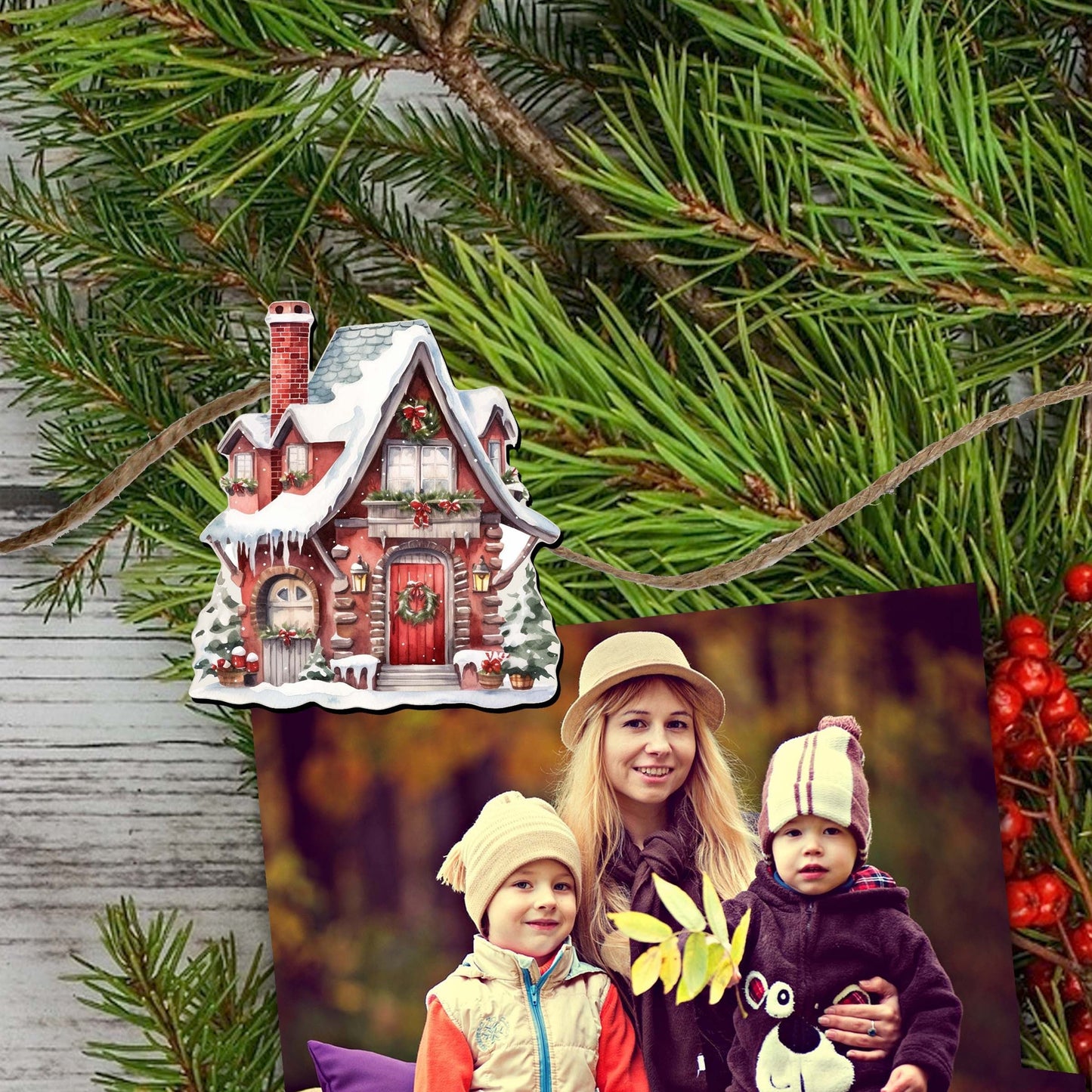 Christmas Houses Decorative Wooden Clip-on Ornaments Set of 6 by G. Debrekht - Christmas Decor - 8090024C-S6