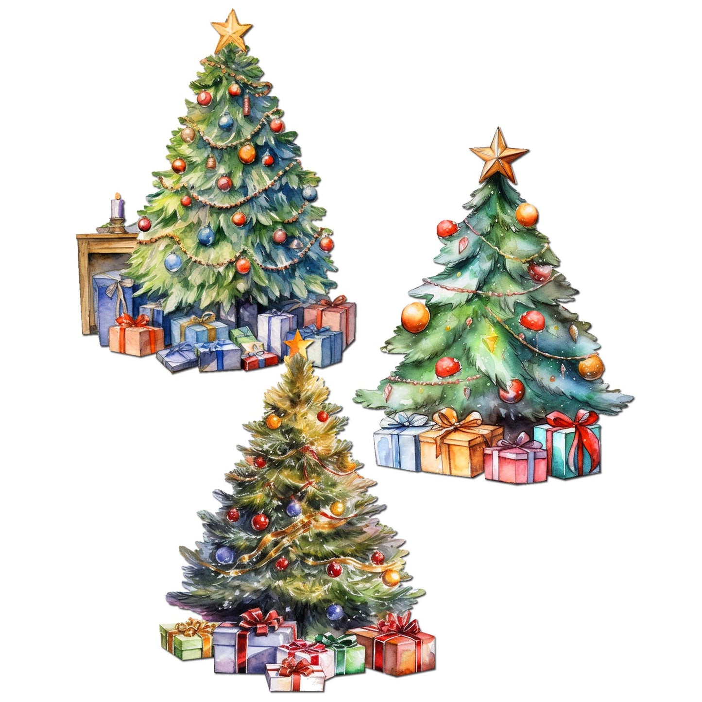 Christmas Tree Decorative Wooden Clip-on Ornaments Set of 3 by G. Debrekht - Christmas Decor - 8091044C-S3