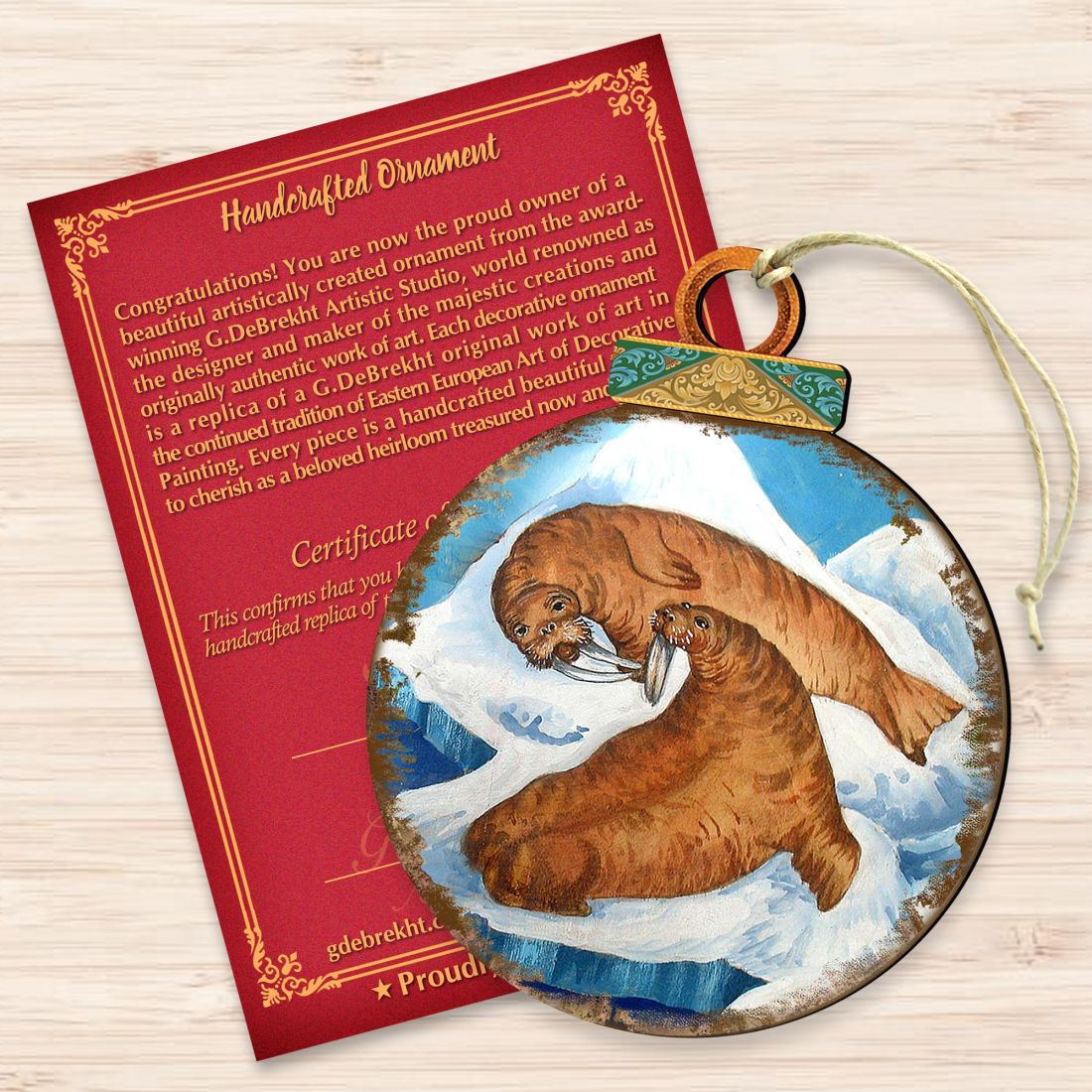 Sea Lions Ball Wooden Ornaments by G. DeBrekht - Coastal Holiday Decor - 8025377