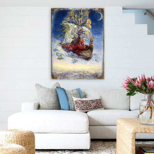 Ship of Dreams Fantasy Wooden Wall Art by Josephine Wall - Fantasy Decor - 852137-JW