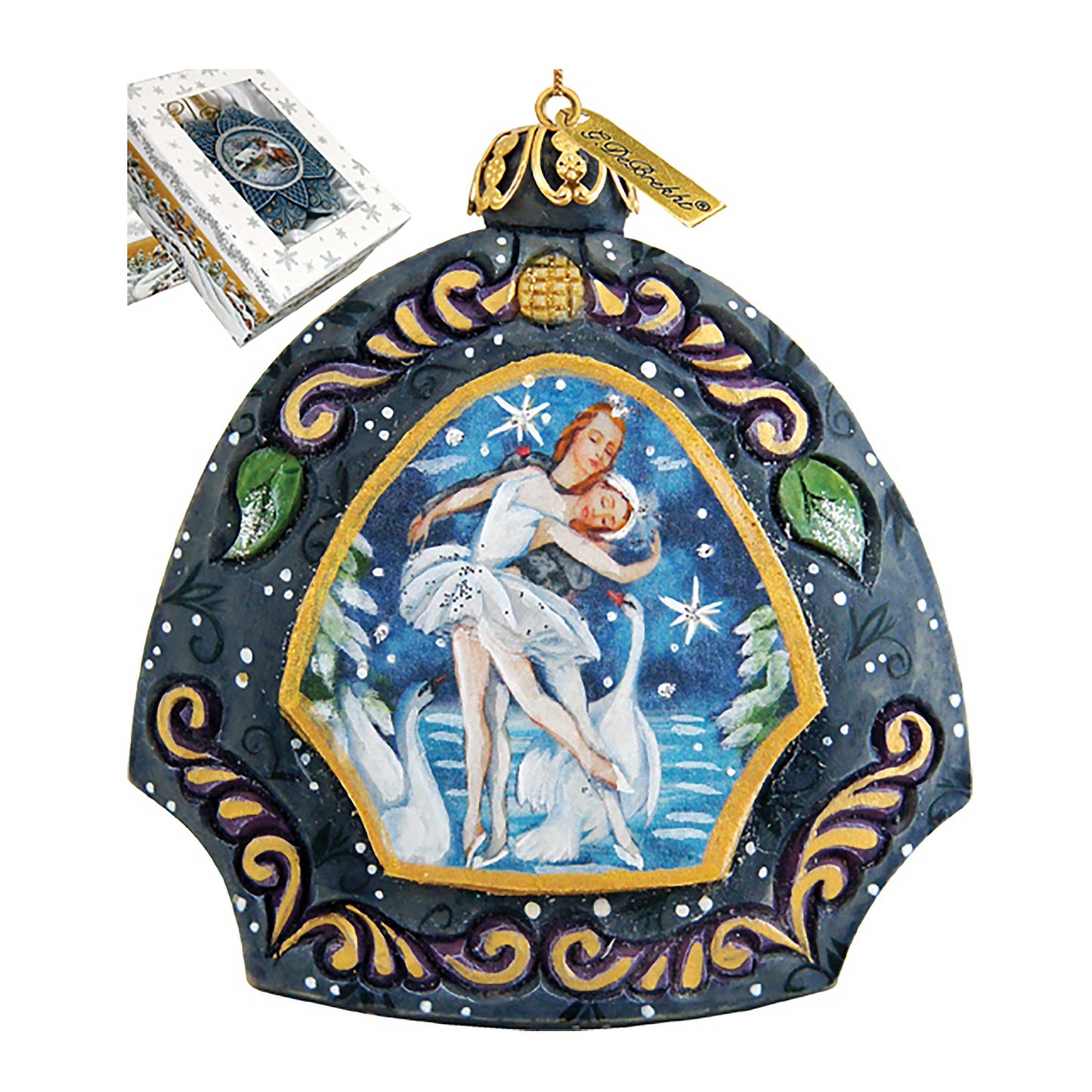 Swan Lake Sculpted Hand-Painted Christmas Ornament by G. DeBrekht - Love Family Kids Decor - 6102834