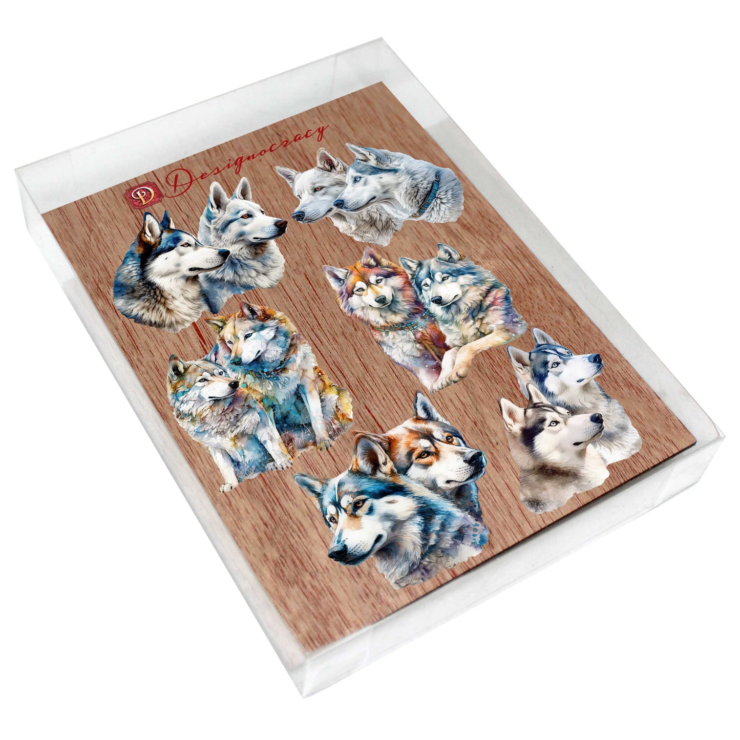 The Graceful Huskies Decorative Wooden Magnets Set of 6 by G. Debrekht - Wildlife Decor - 8090115G-S6