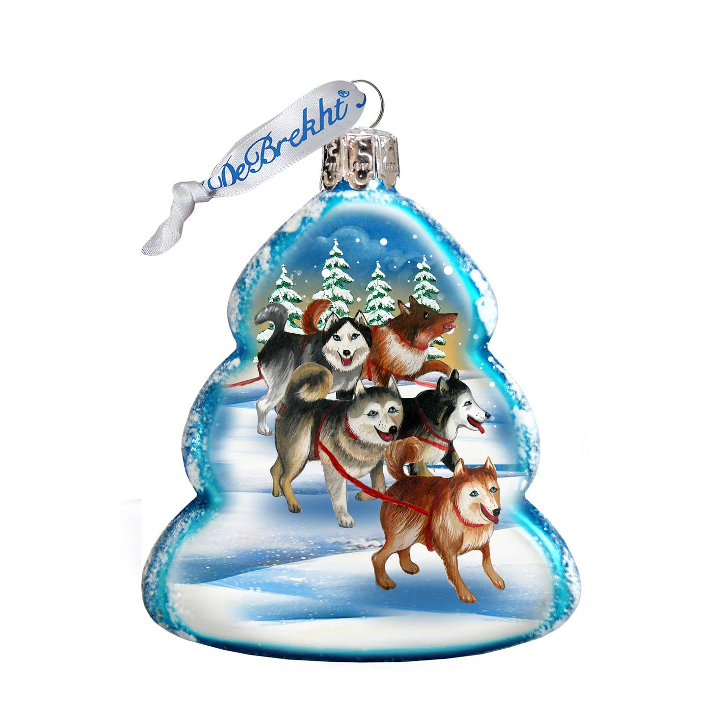 Sleigh Dogs Mercury Glass Ornament by G. DeBrekht - Wildlife Holiday Decor - 771048