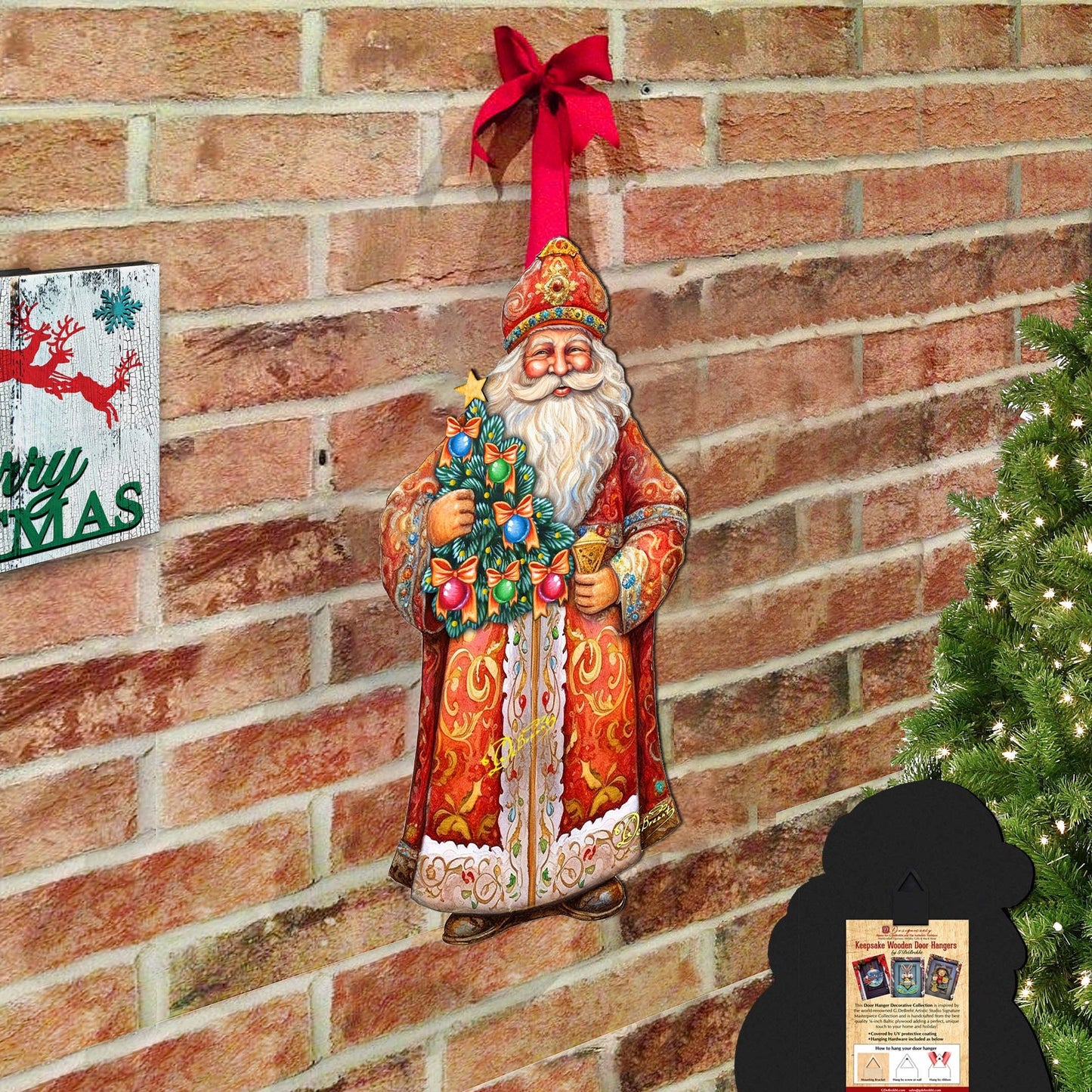 Santa's Tree of Joy Holiday Door Decor by G. Debrekht - Christmas Santa Snowman Decor - 8691418H