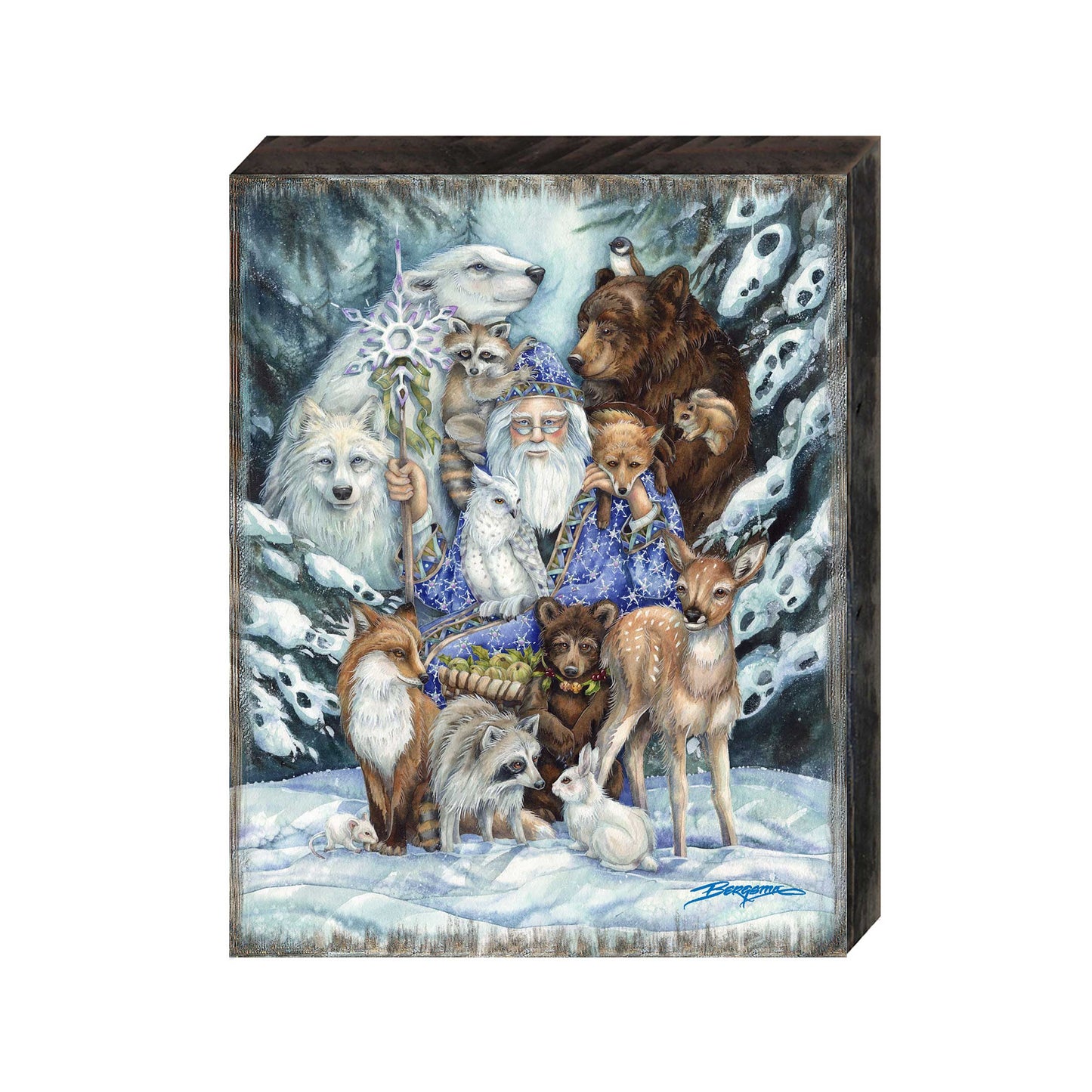 Gather in Peace Father Winter Animals Wooden Wall Art by J. Bergsma - Nature Wildlife Decor - 85922968B-JB