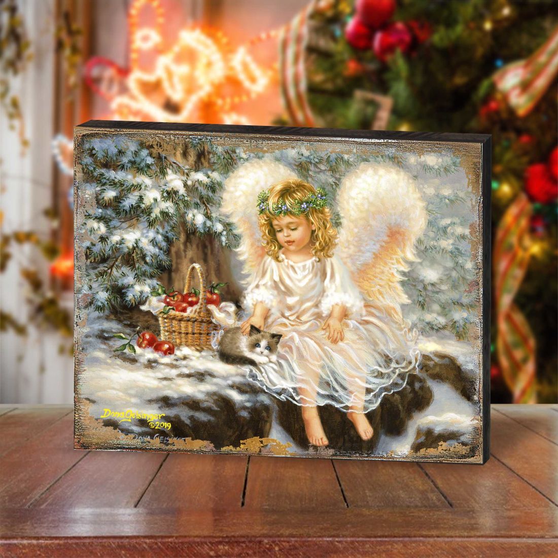 American Angel Winter Companions Wooden Wall Art by D. Gelsinger - Nativity Holiday Decor - 95657B-0718