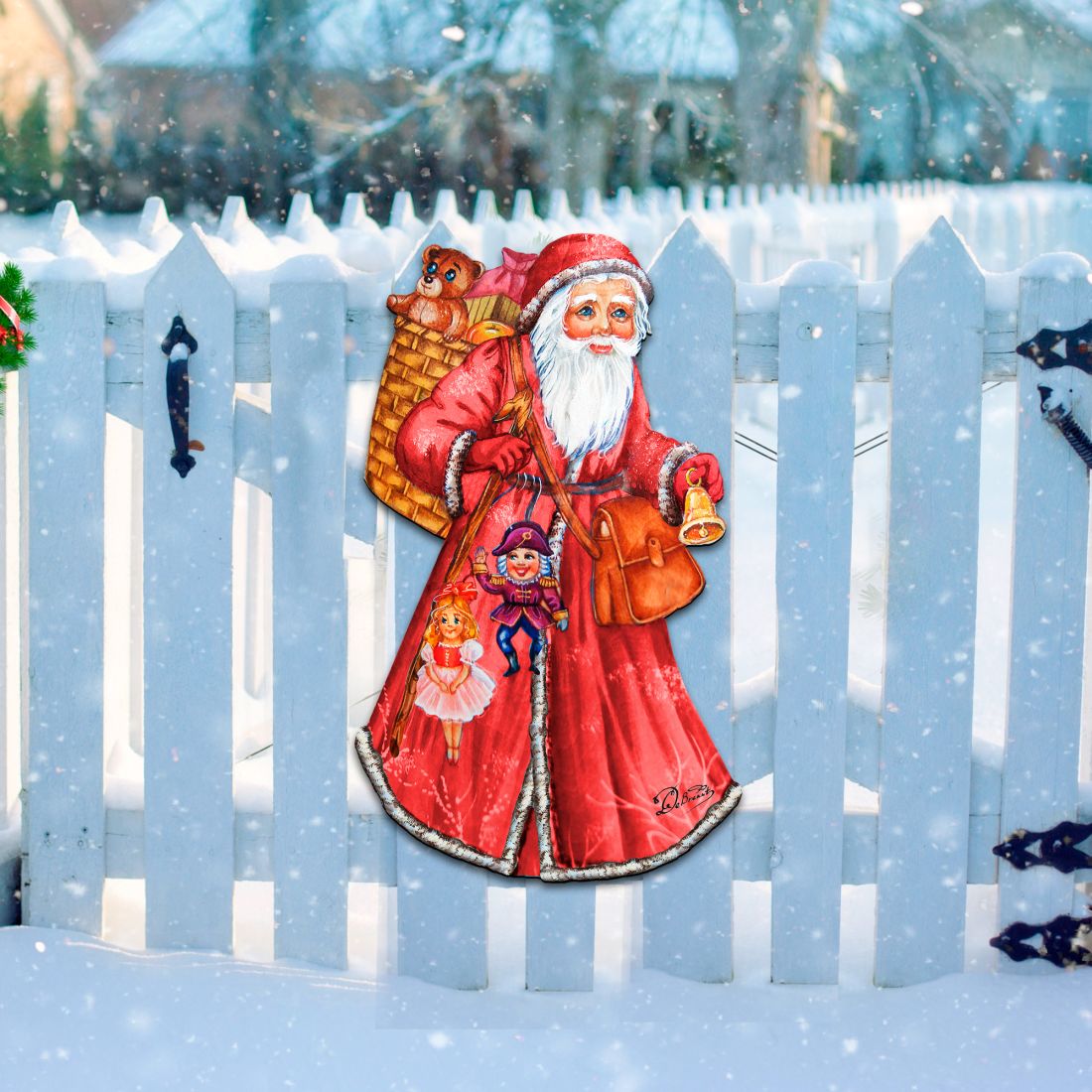 Saint Nick Christmas Door Decor by G. DeBrekht - Christmas Santa Snowman Decor - 8124120H