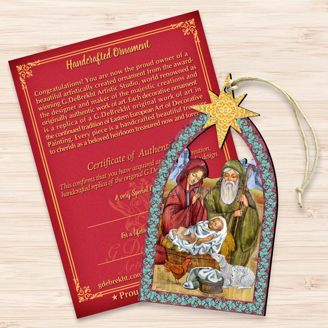 Nativity Manger Star Wooden Ornaments by G. DeBrekht - Nativity Holiday Decor - 8121301