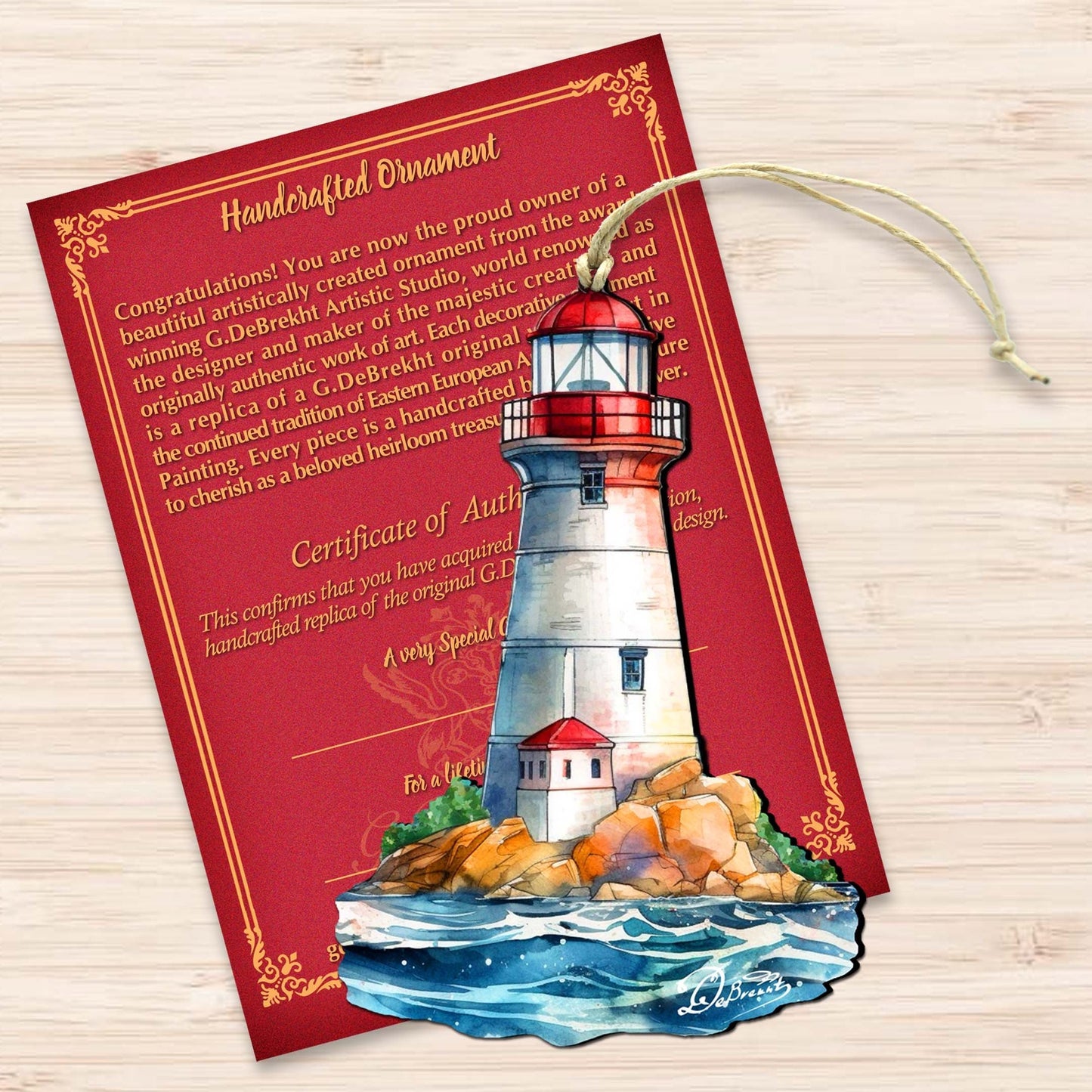 Nautical Christmas Ornaments - Lighthouse Wooden Ornaments by G.Debrekht Coastal Holiday Decor - 8688197