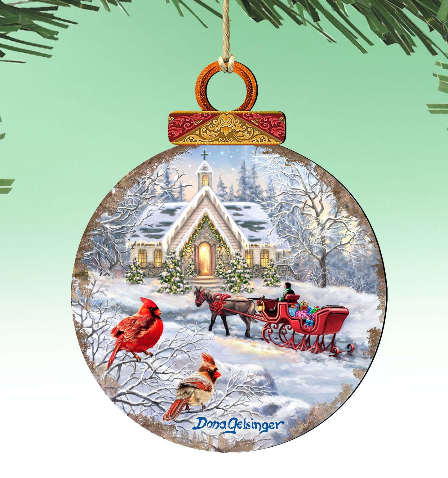 Sleigh Ride Wooden Ornaments by Gelsinger - Christmas Decor - 8021129-DG