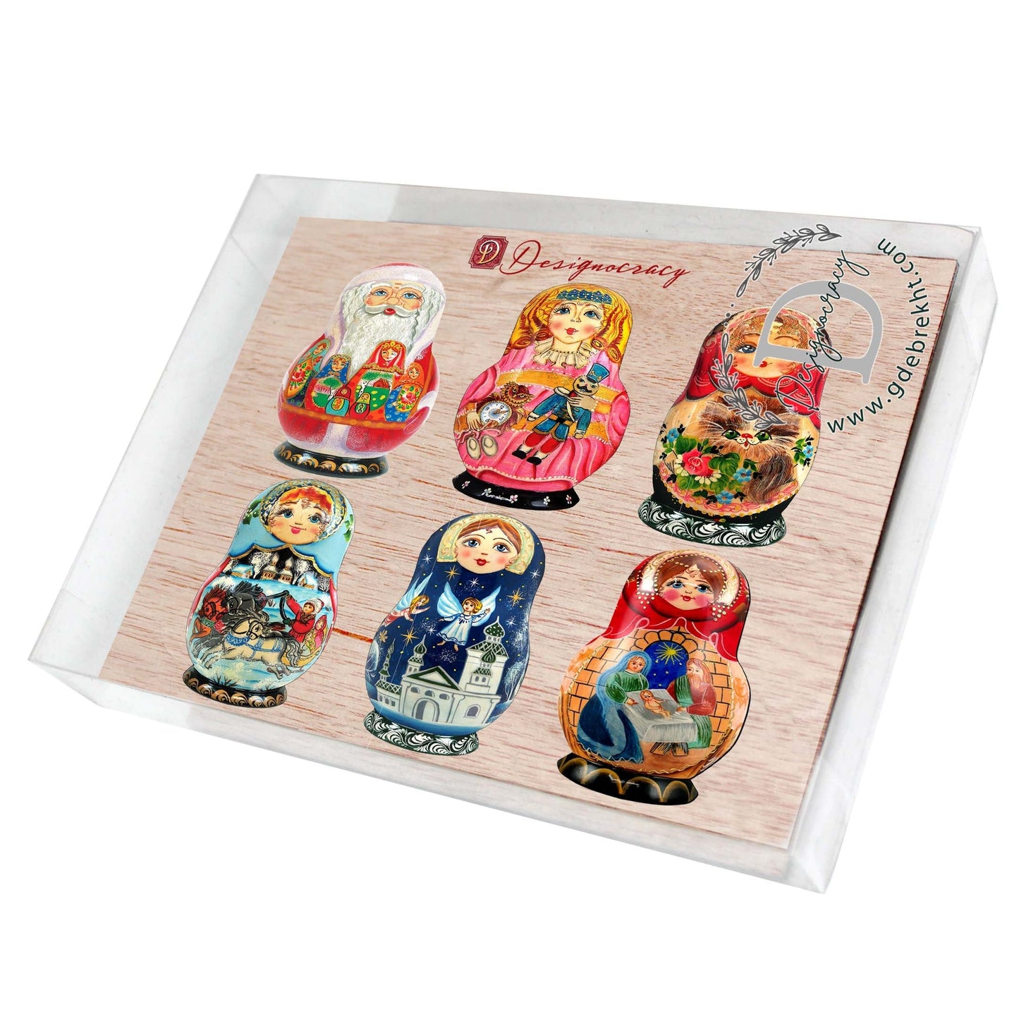 Nested Dolls Decorative Wooden Magnets Set of 6 by G. Debrekht - Christmas Decor - 8090130G-S6