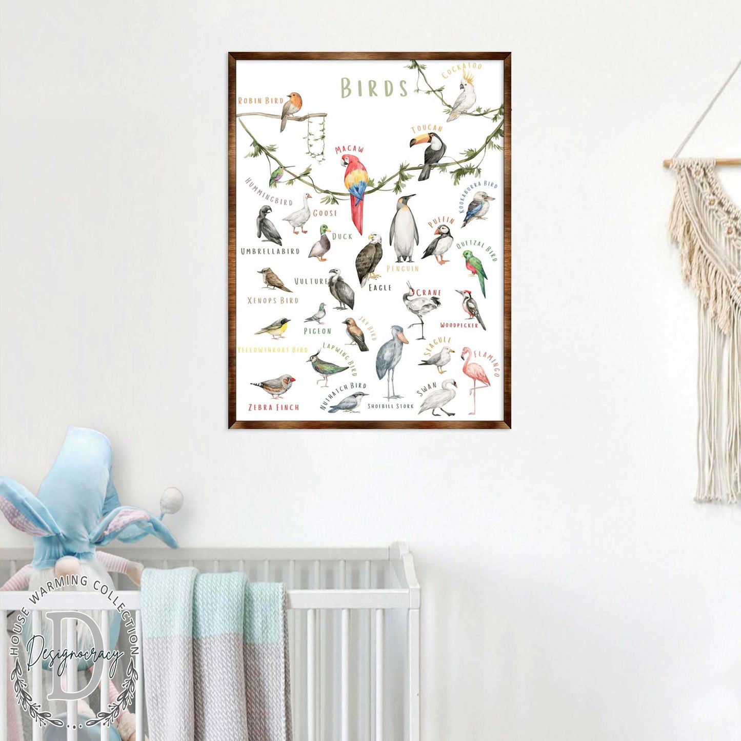 Nature Birds Wooden Wall Decor - Kids room decor - First day of school gift - ABC 123 Kids - Homeschool I Educational Poster - Art for kids - Alphabet - Classroom Decor - 310214