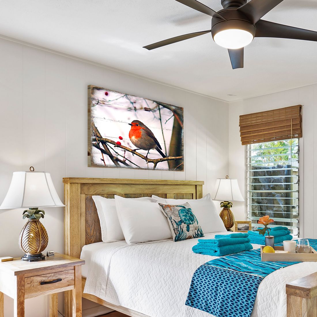 Amena Bird Wooden Coastal Wall Art by Nature Wonders - Coastal Sea-Life Decor - 95286B