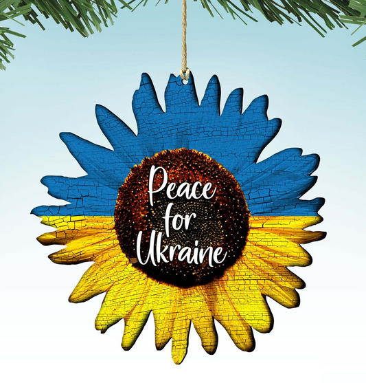 Piece for Ukraine Sunflower Wooden Ornaments - International Decor - 8187125